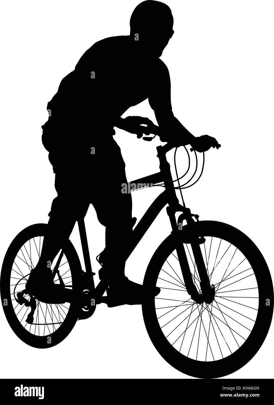 mtb cyclist silhouette - vector Stock Vector