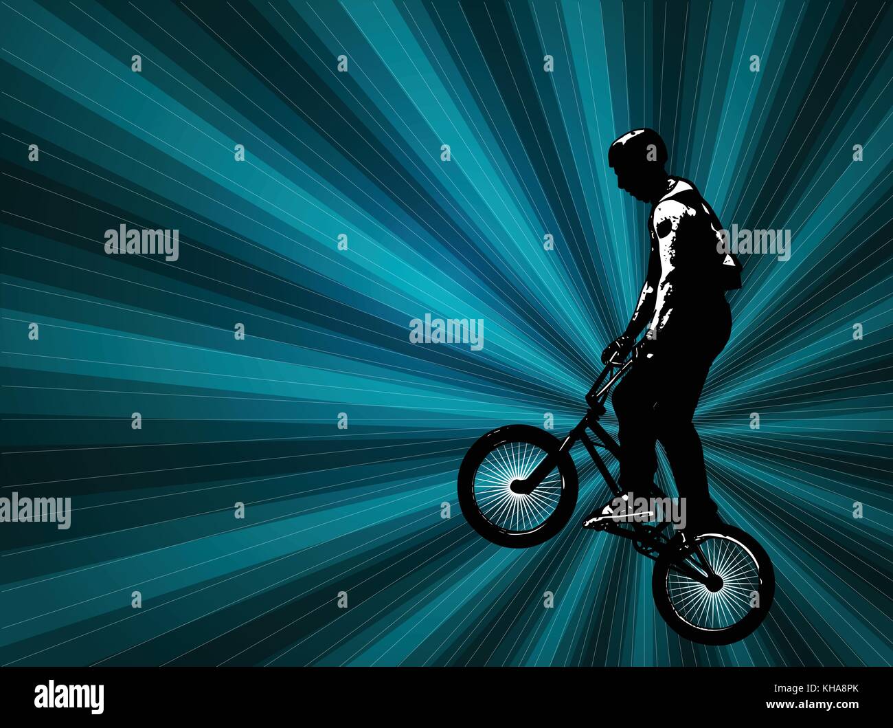bmx stunt cyclist on the abstract background - vector Stock Vector