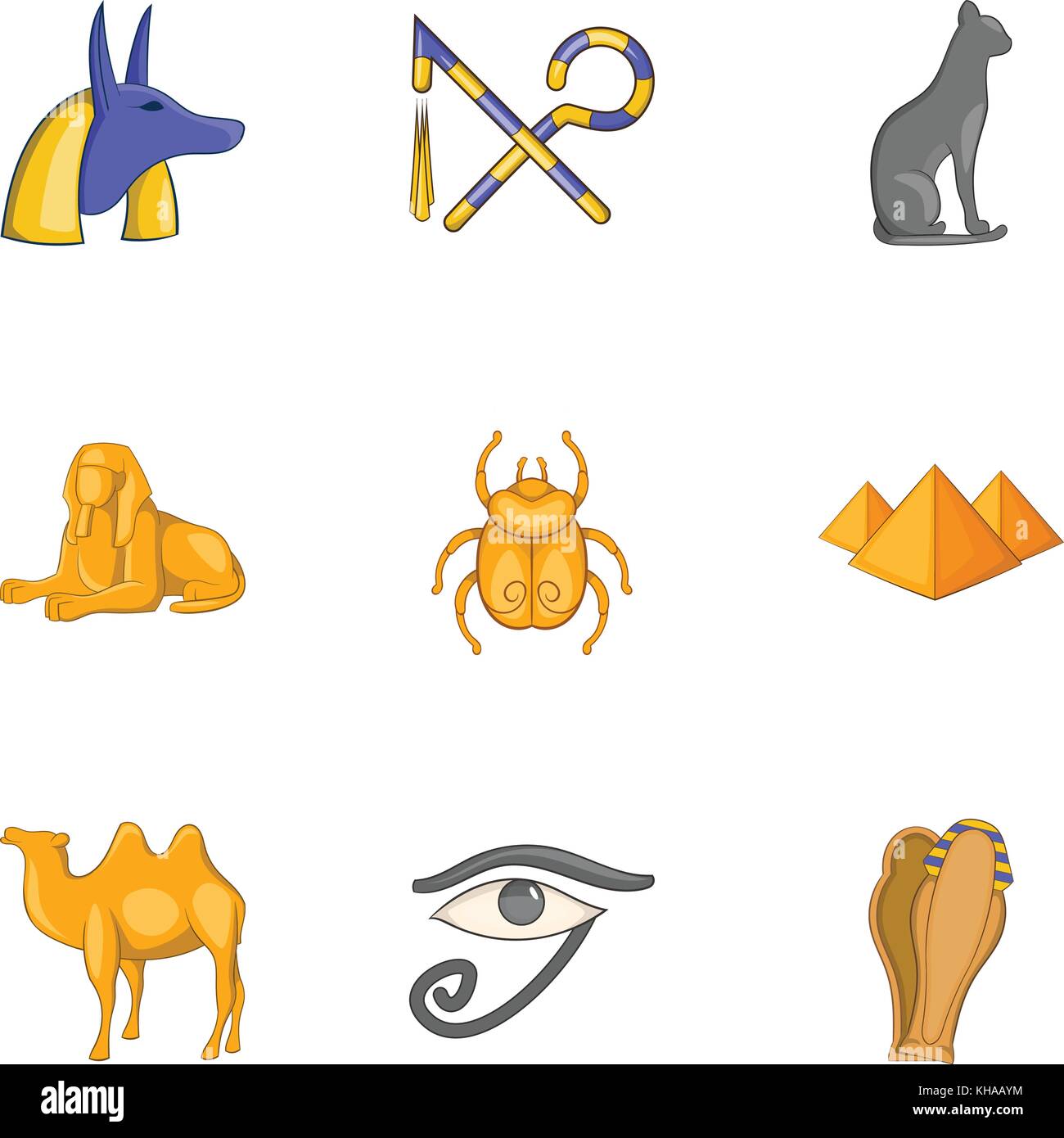 Egypt icons set, cartoon style Stock Vector