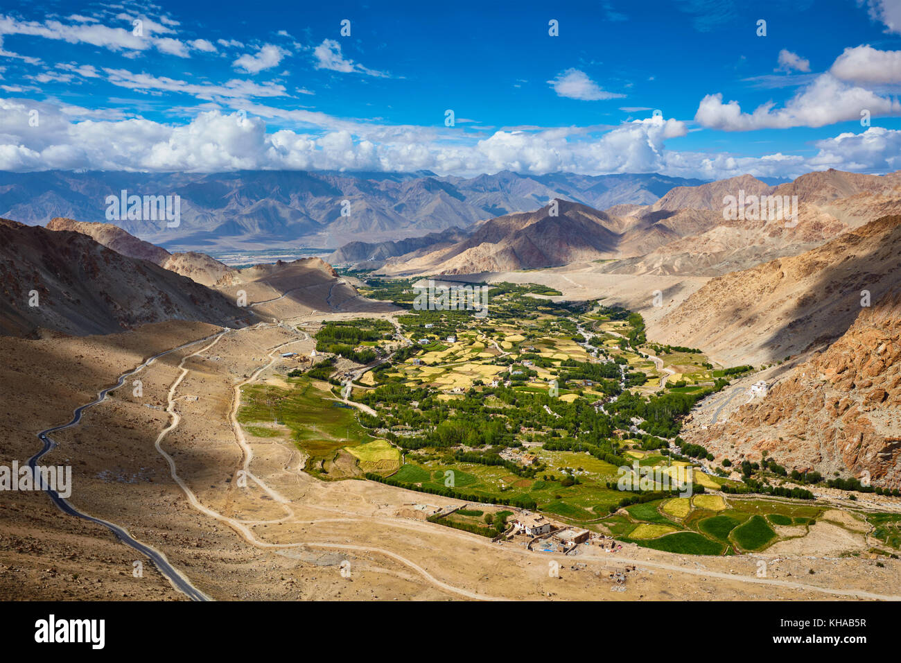 View of Indus valley in Himalayas. Ladakh, India Stock Photo