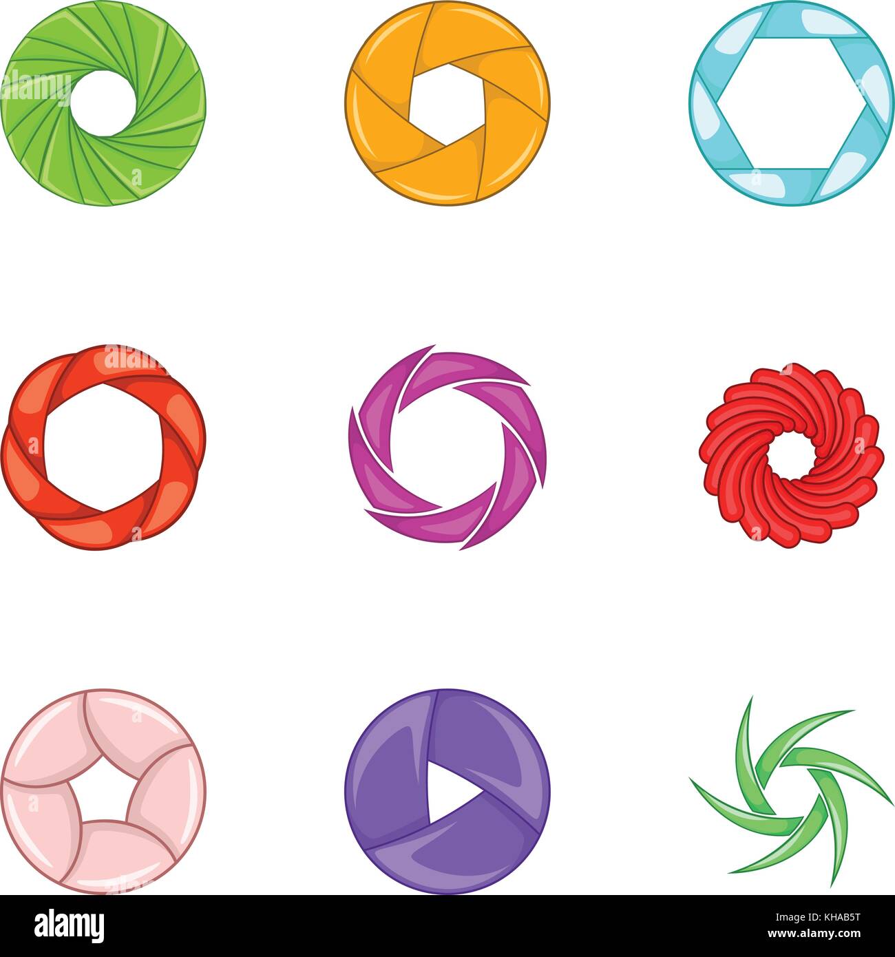 Camera lens shutter icons set, cartoon style Stock Vector Image & Art ...