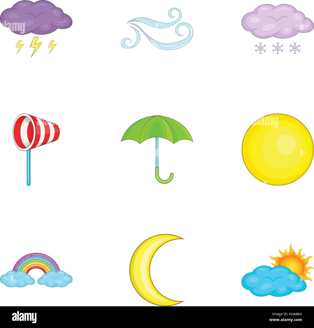 Weather icons set, cartoon style Stock Vector Image & Art - Alamy