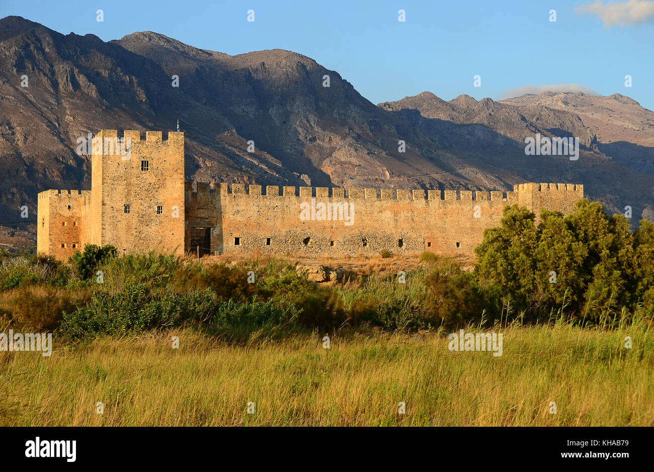 Frangokastello Castle in the evening light, Frangokastello, Sfakion ...