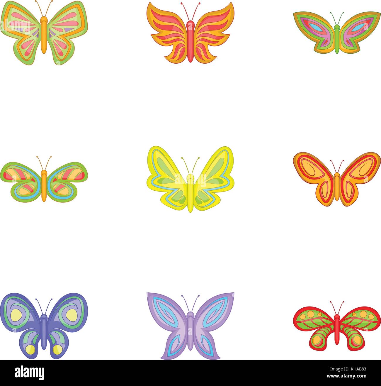 Butterfly insect icons set, cartoon style Stock Vector Image & Art - Alamy