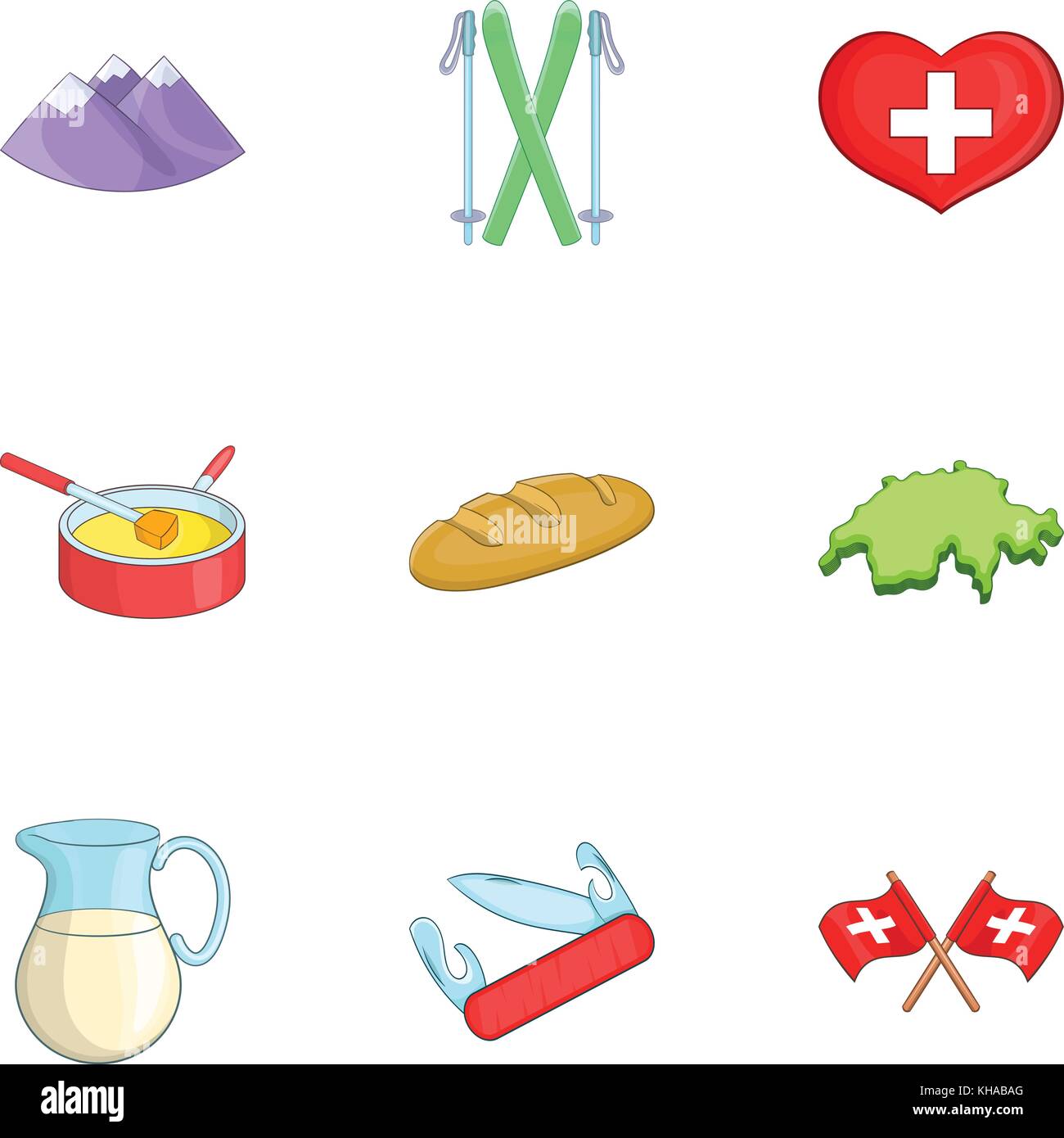 Switzerland tourists attractions icons set Stock Vector Image & Art - Alamy