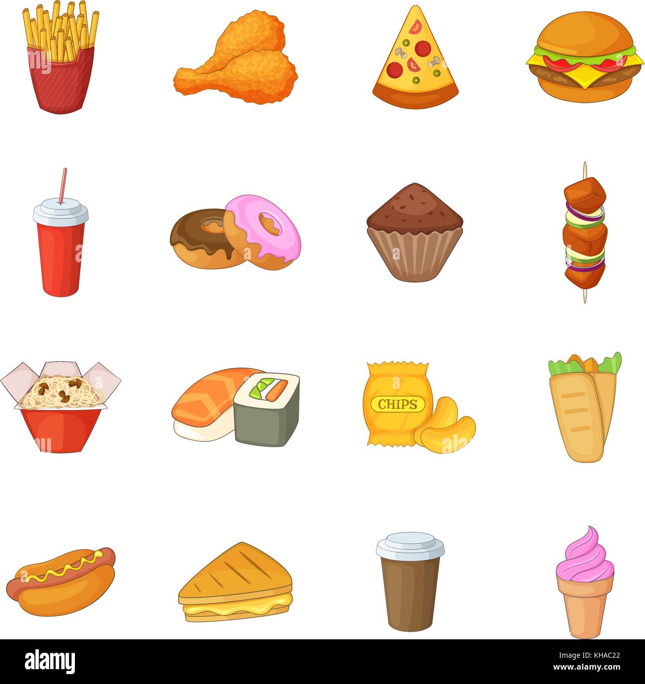Fast food icons set, cartoon style Stock Vector Image & Art - Alamy