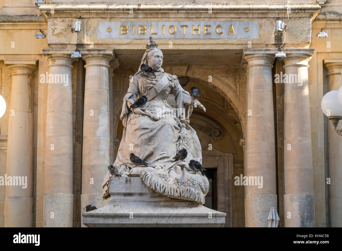 Statue of Queen Victoria in front of the public library, Valetta, Malta