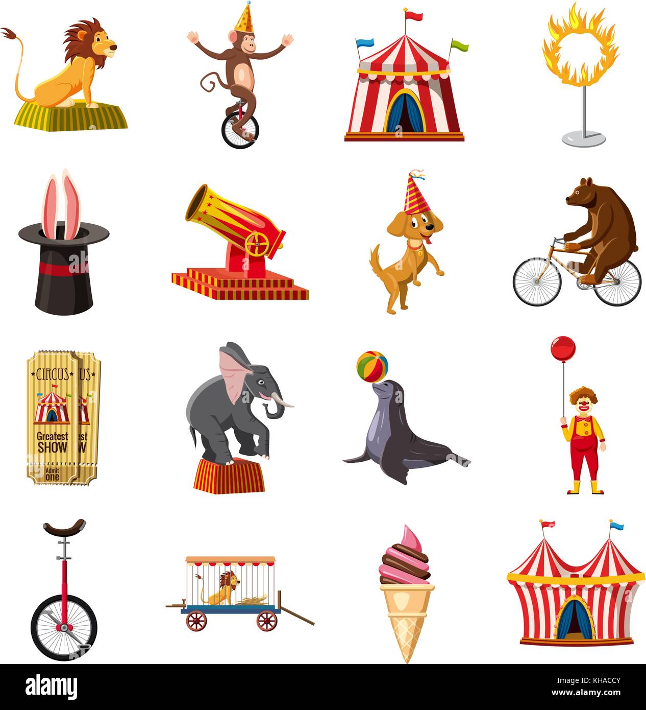 Circus symbols icons set, cartoon style Stock Vector Image & Art - Alamy