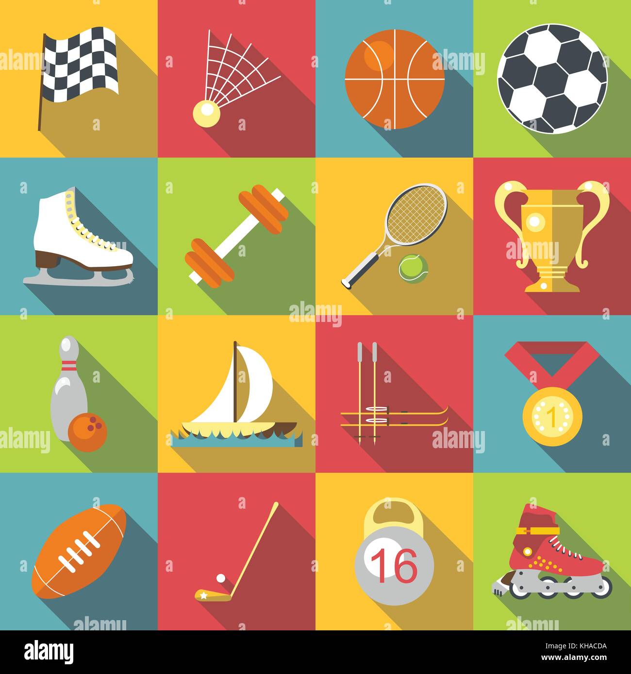 Different sport icons set, flat style Stock Vector Image & Art Alamy