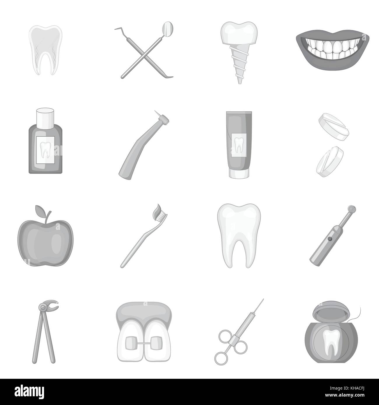 Dentist icons set, monochrome style Stock Vector Image & Art - Alamy