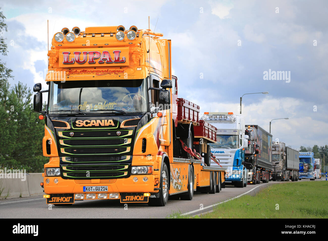 Berthons Scania V8 Vikings on Truck Convoy Editorial Photo - Image