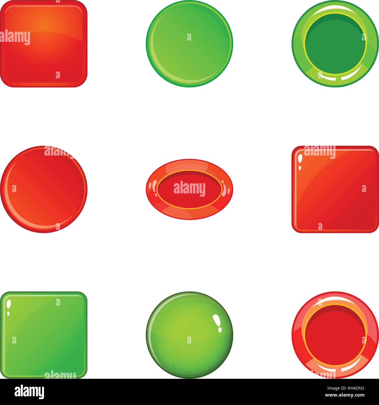 Round and square button icons set, cartoon style Stock Vector Image ...