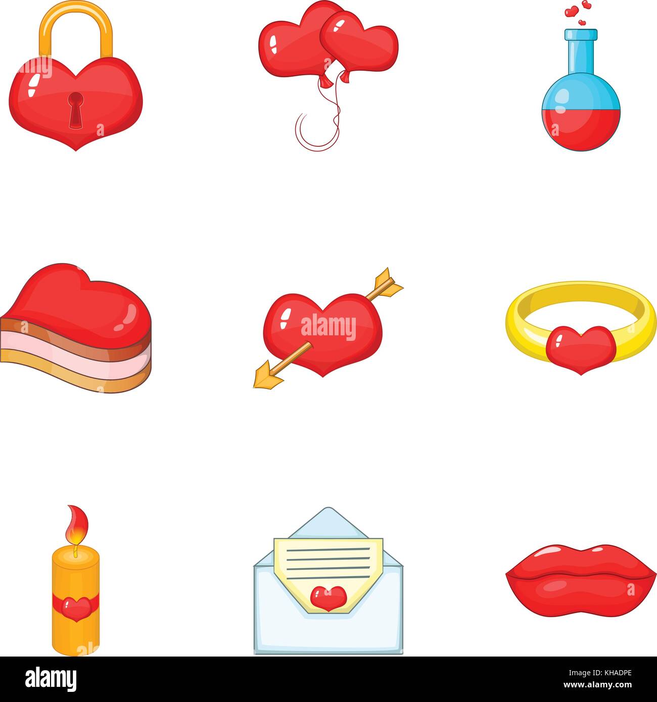 Happy Valentine Day icons set, cartoon style Stock Vector Image & Art ...