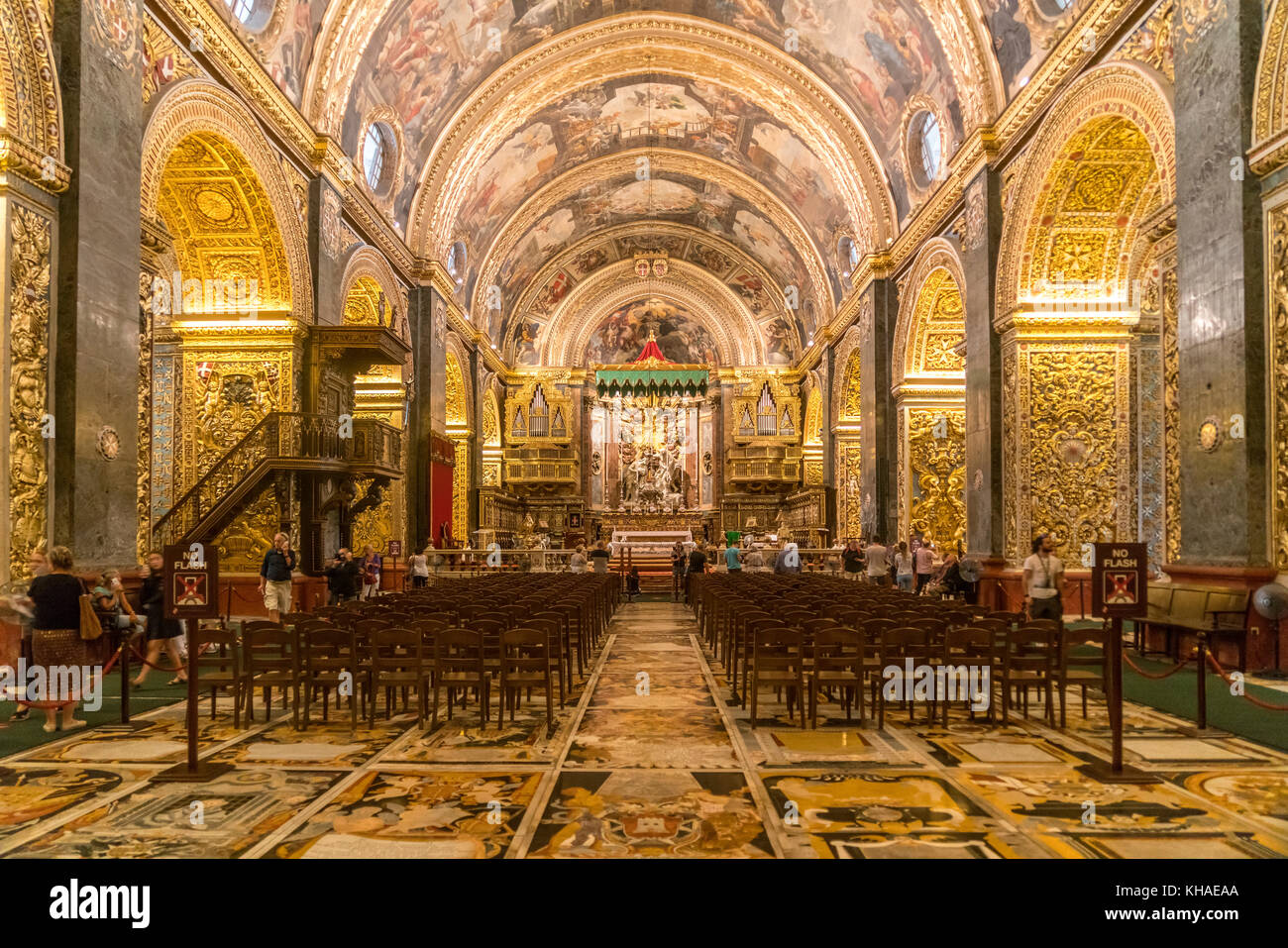 Magnificent interior of the Roman Catholic St. John's Co-Cathedral, Valletta, Malta Stock Photo