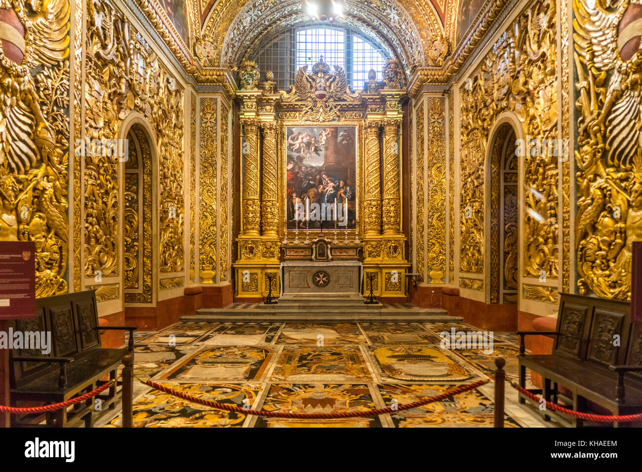 Magnificent chapel, interior of the Roman Catholic St. John's Co-Cathedral, Valletta, Malta Stock Photo
