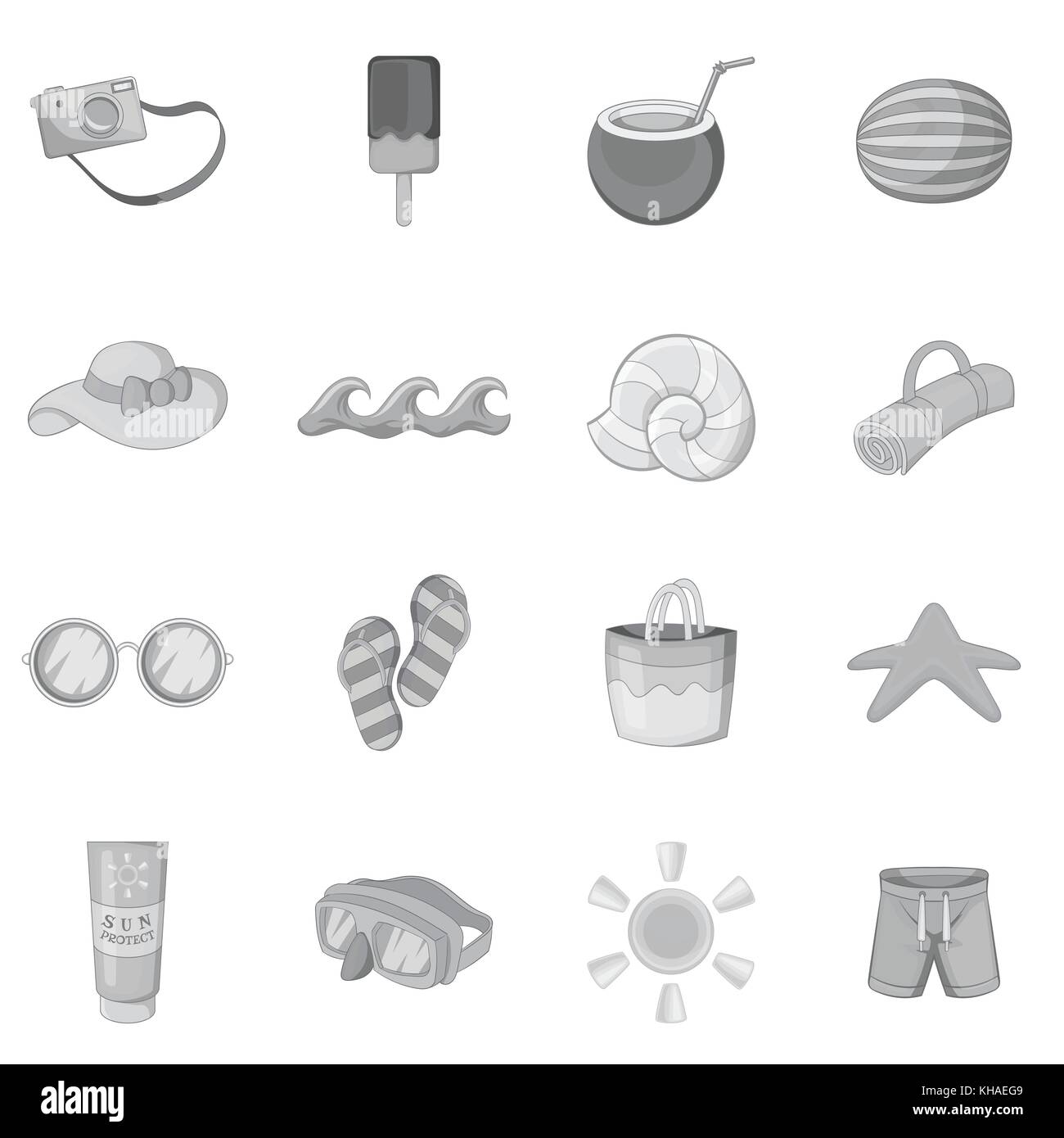 Summer items icons set, monochrome style Stock Vector Image & Art - Alamy
