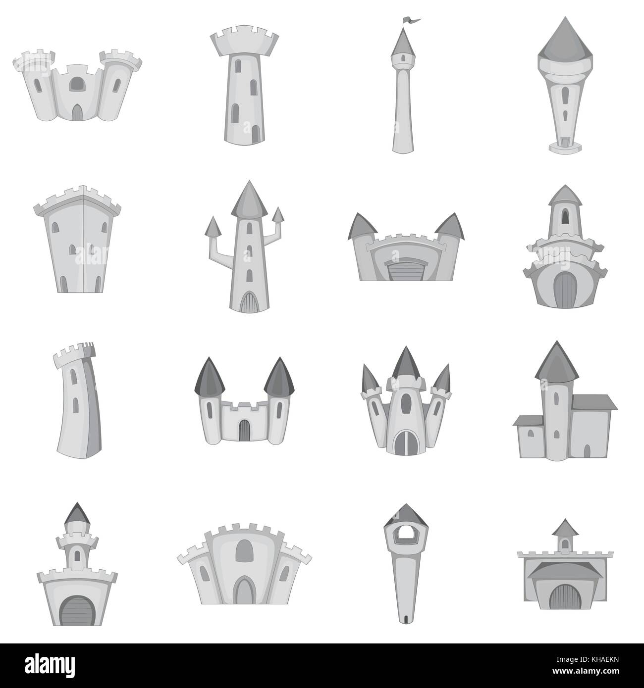Castle tower icons set, monochrome style Stock Vector Image & Art - Alamy
