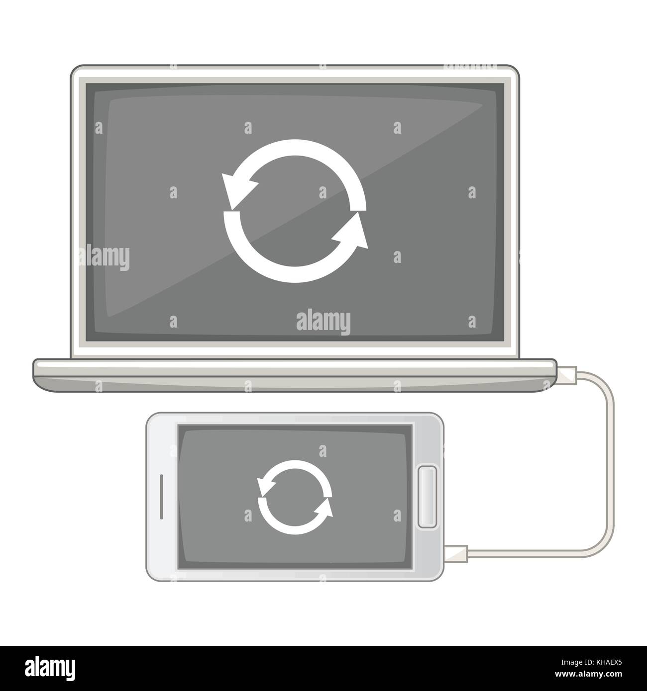 devices synchronization icon, cartoon style Stock Vector Image & Art ...