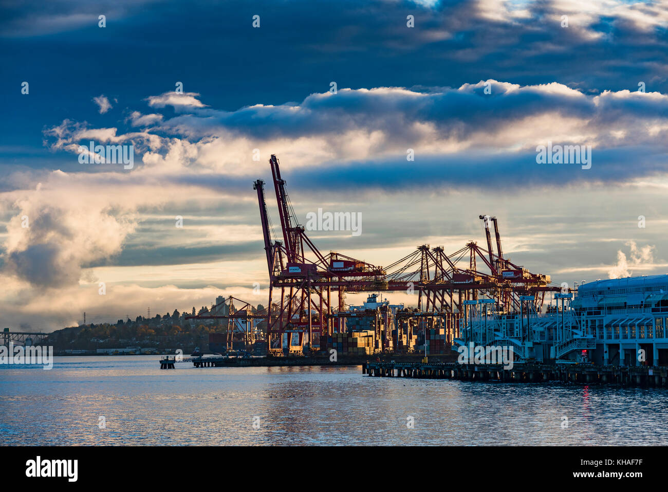 The Port of Vancouver container terminal, Burrard Inlet, Vancouver ...