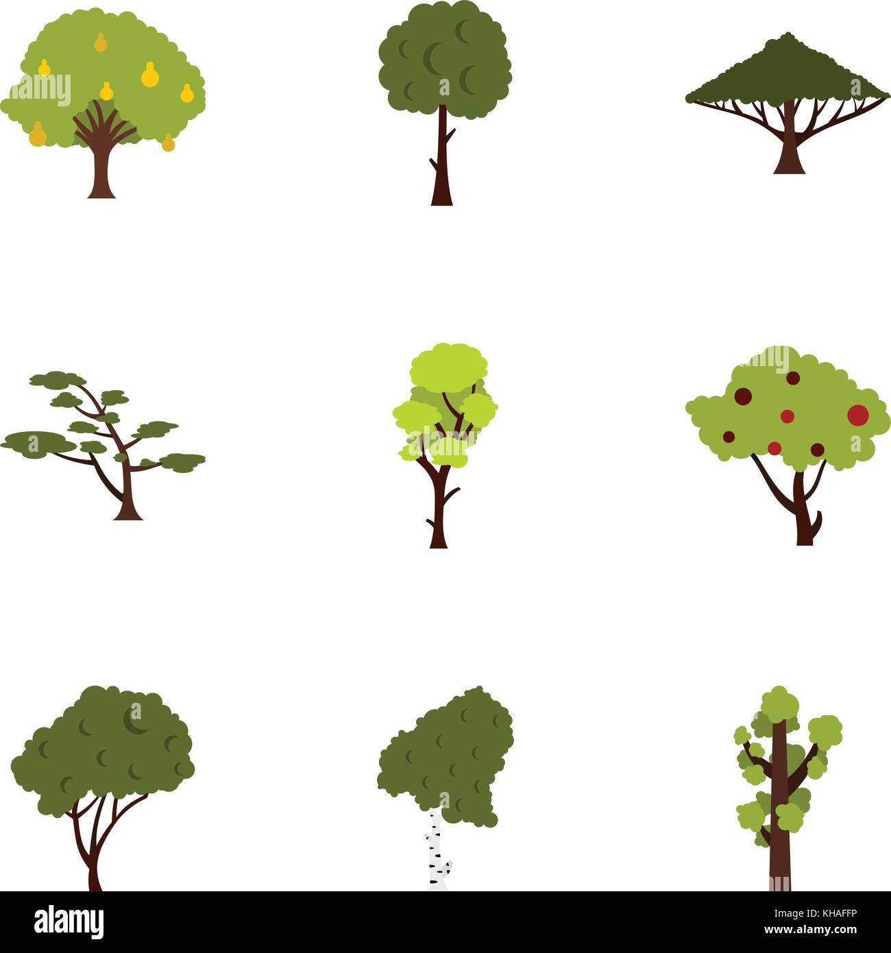 Woody plants icons set, flat style Stock Vector Image & Art - Alamy