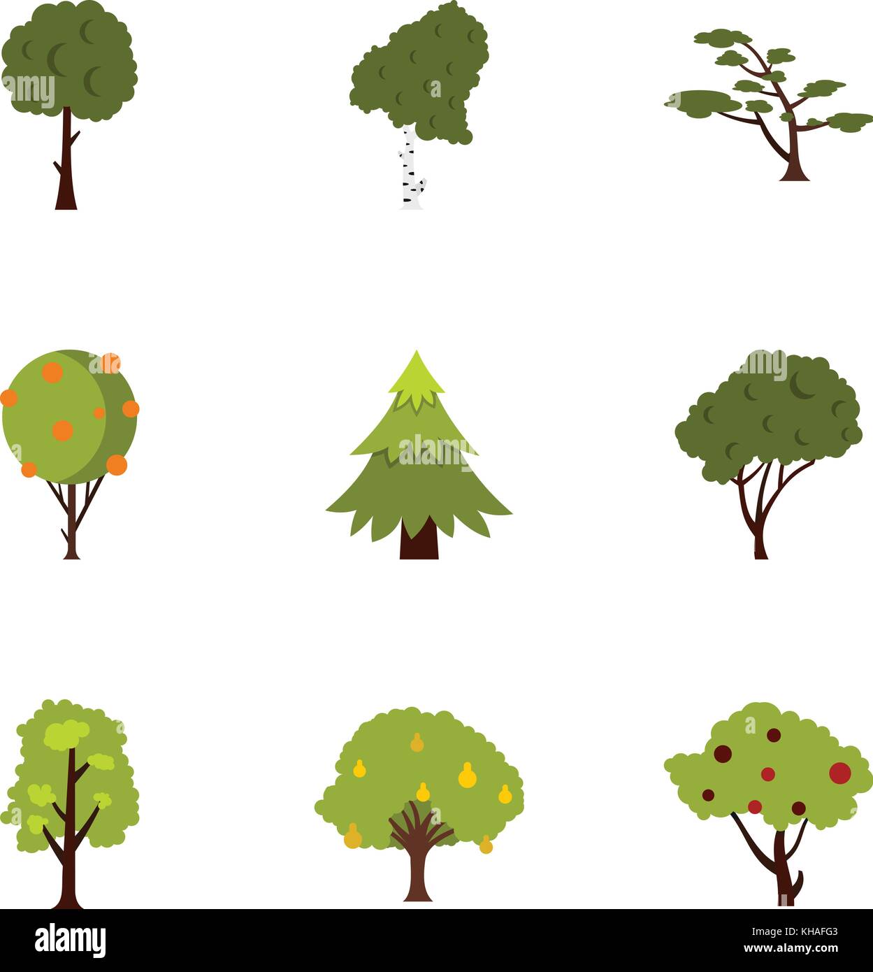 Kind of trees icons set, flat style Stock Vector Image & Art - Alamy