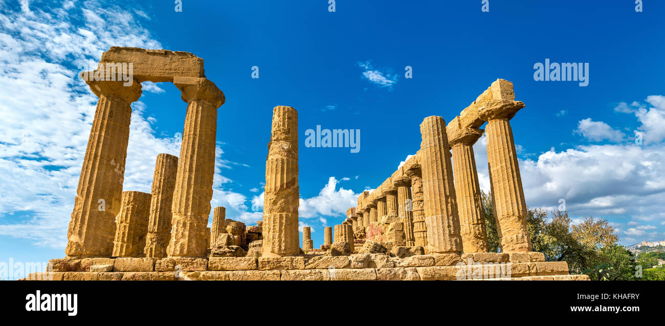 The Temple of Juno in the Valley of the Temples at Agrigento, Sicily Stock Photo
