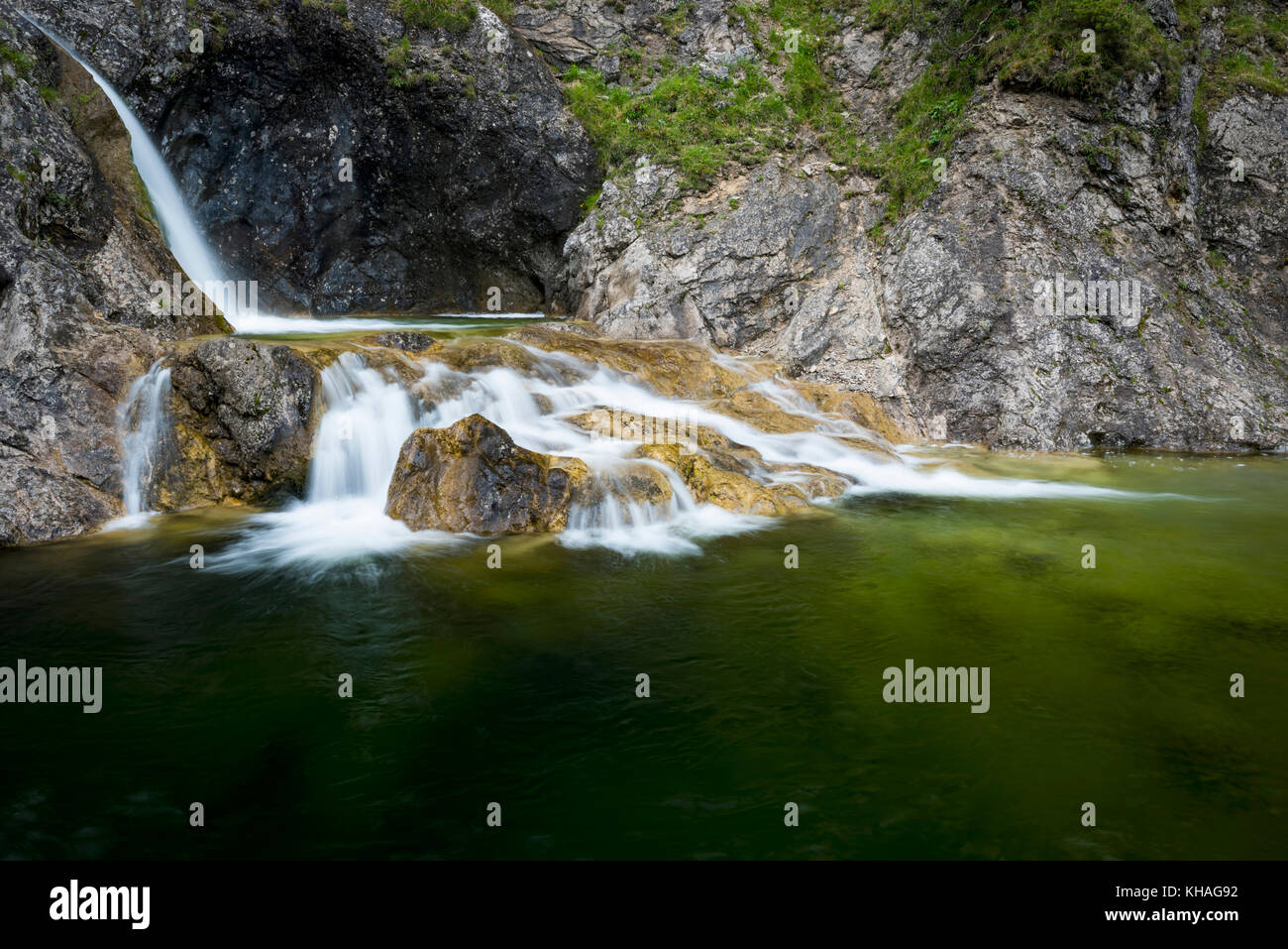 Bergbach with small waterfall, Stuiben Falls, Reutte, Tyrol, Austria Stock Photo