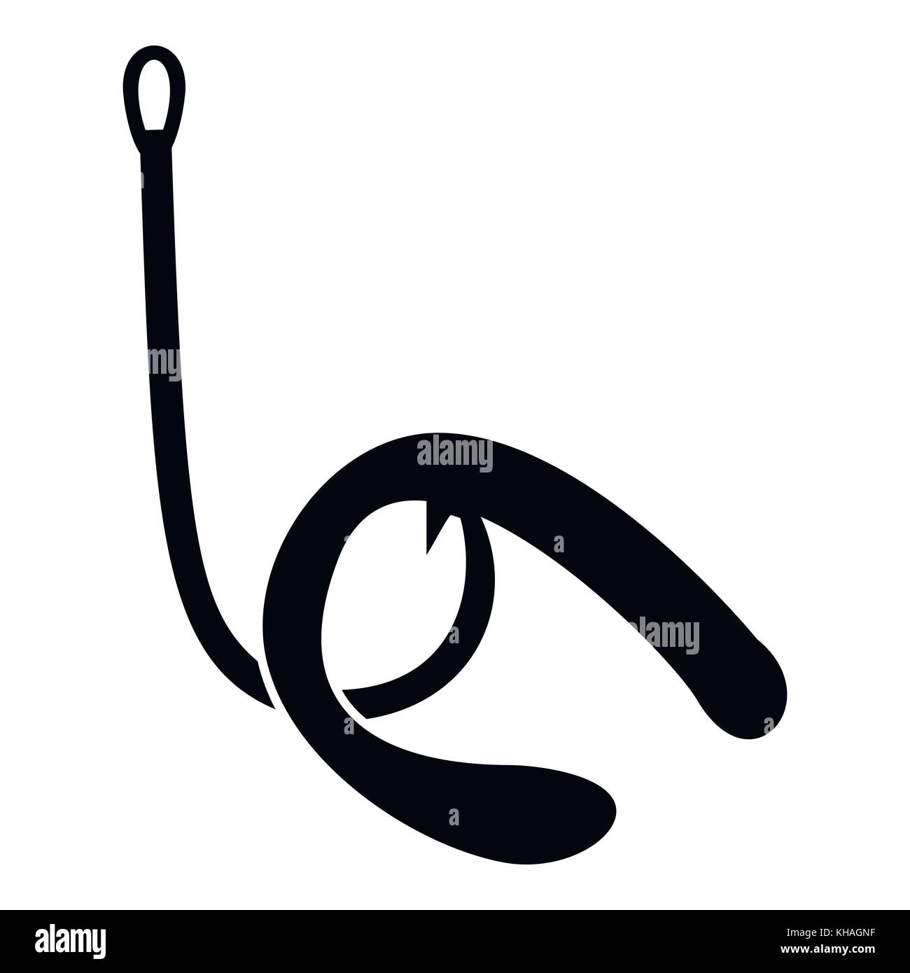 Worm on hook icon, simple style Stock Vector