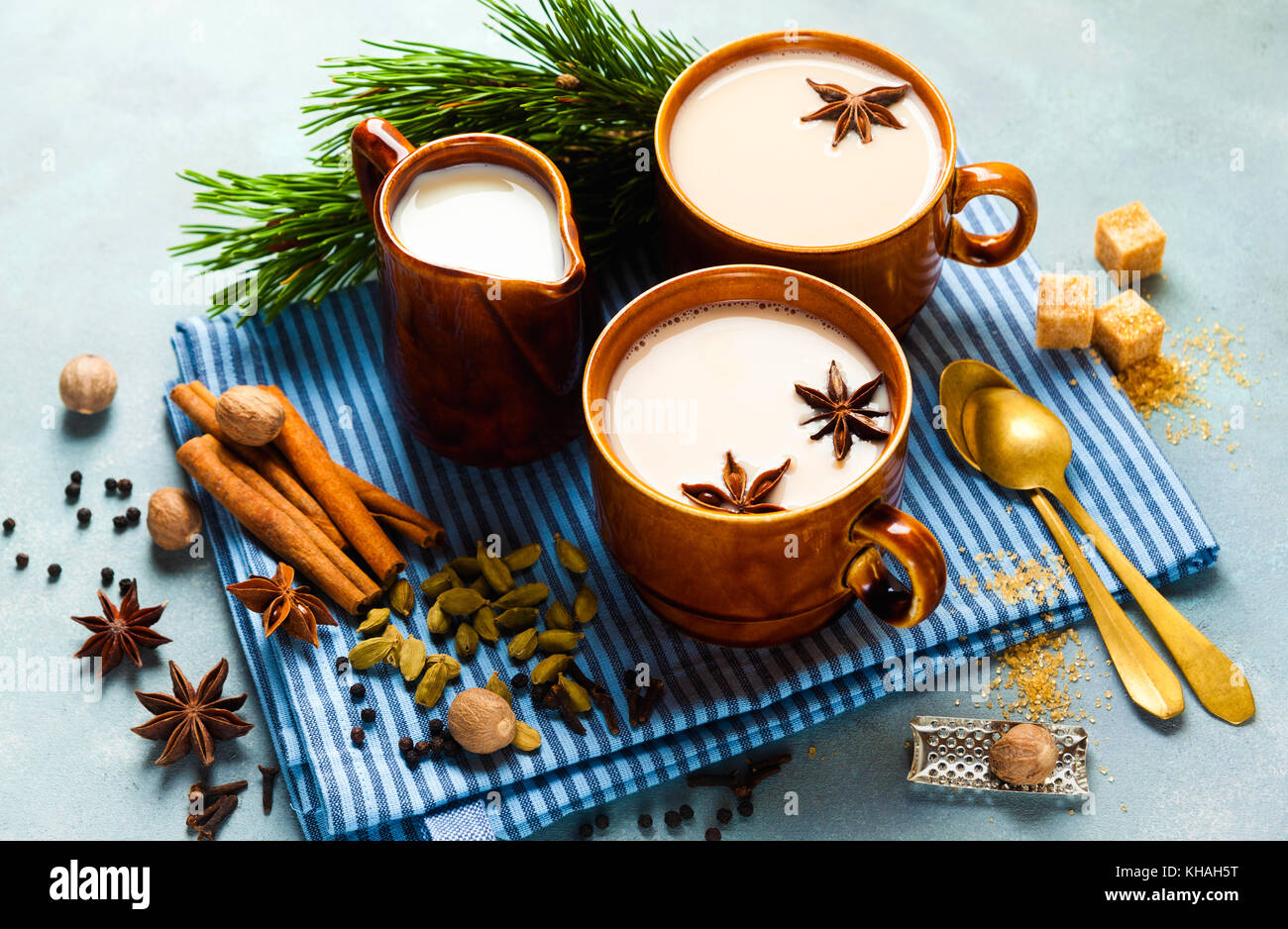 Masala tea chai latte traditional hot Indian teatime ceremony sweet ...