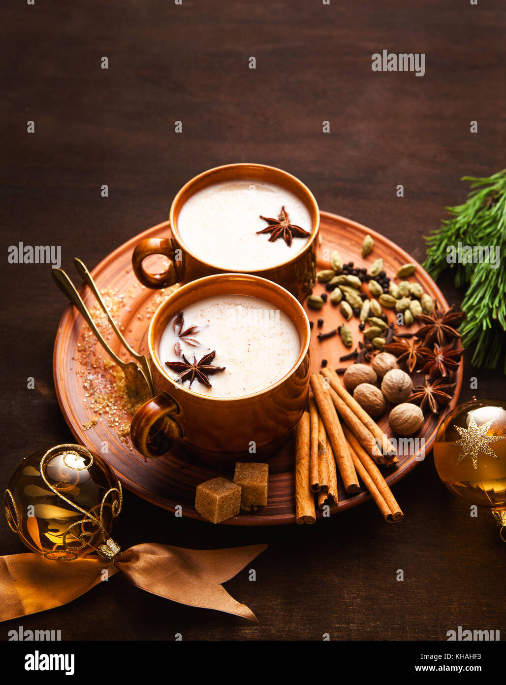 Masala tea chai latte traditional hot Indian teatime ceremony sweet ...