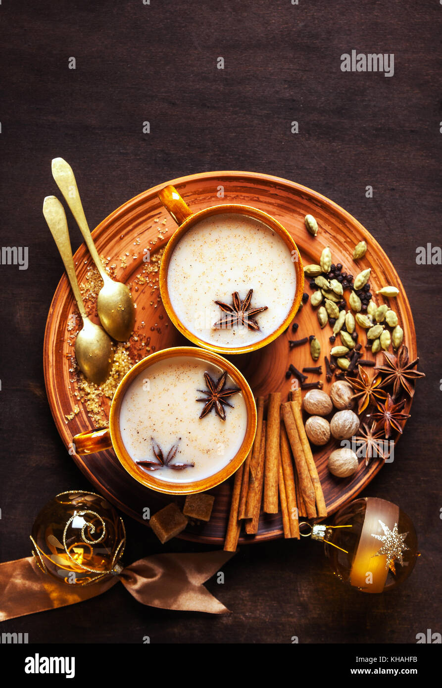 Masala tea chai latte traditional hot Indian teatime ceremony sweet ...
