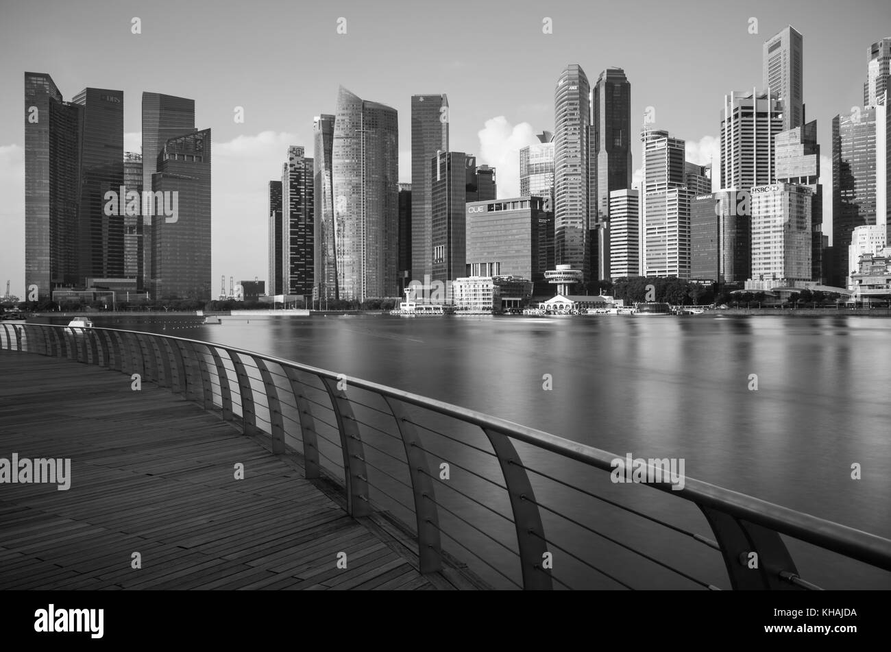 Singapore City skyline seen from the pier Stock Photo