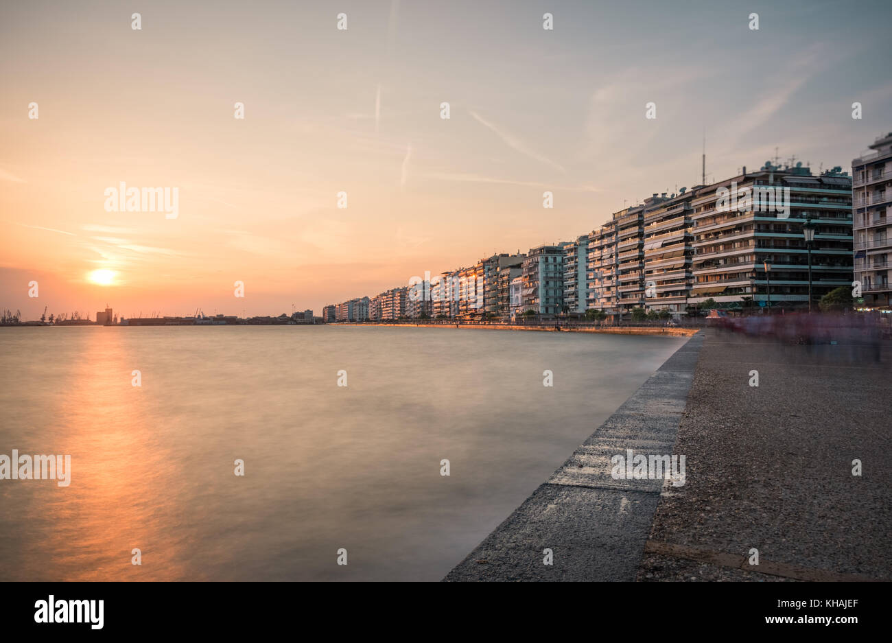 Thessaloniki promenade at sunset Stock Photo