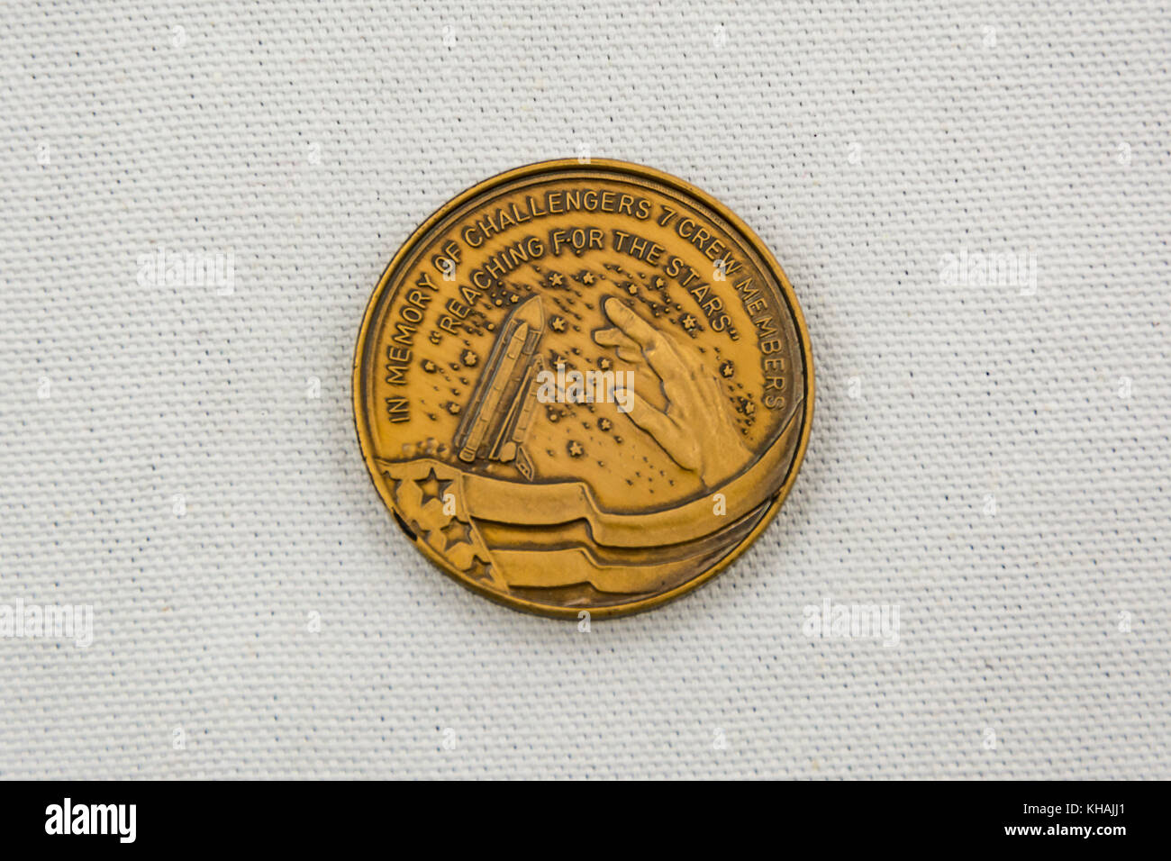 Memorial coin for 1986 NASA Challenger Disaster Stock Photo