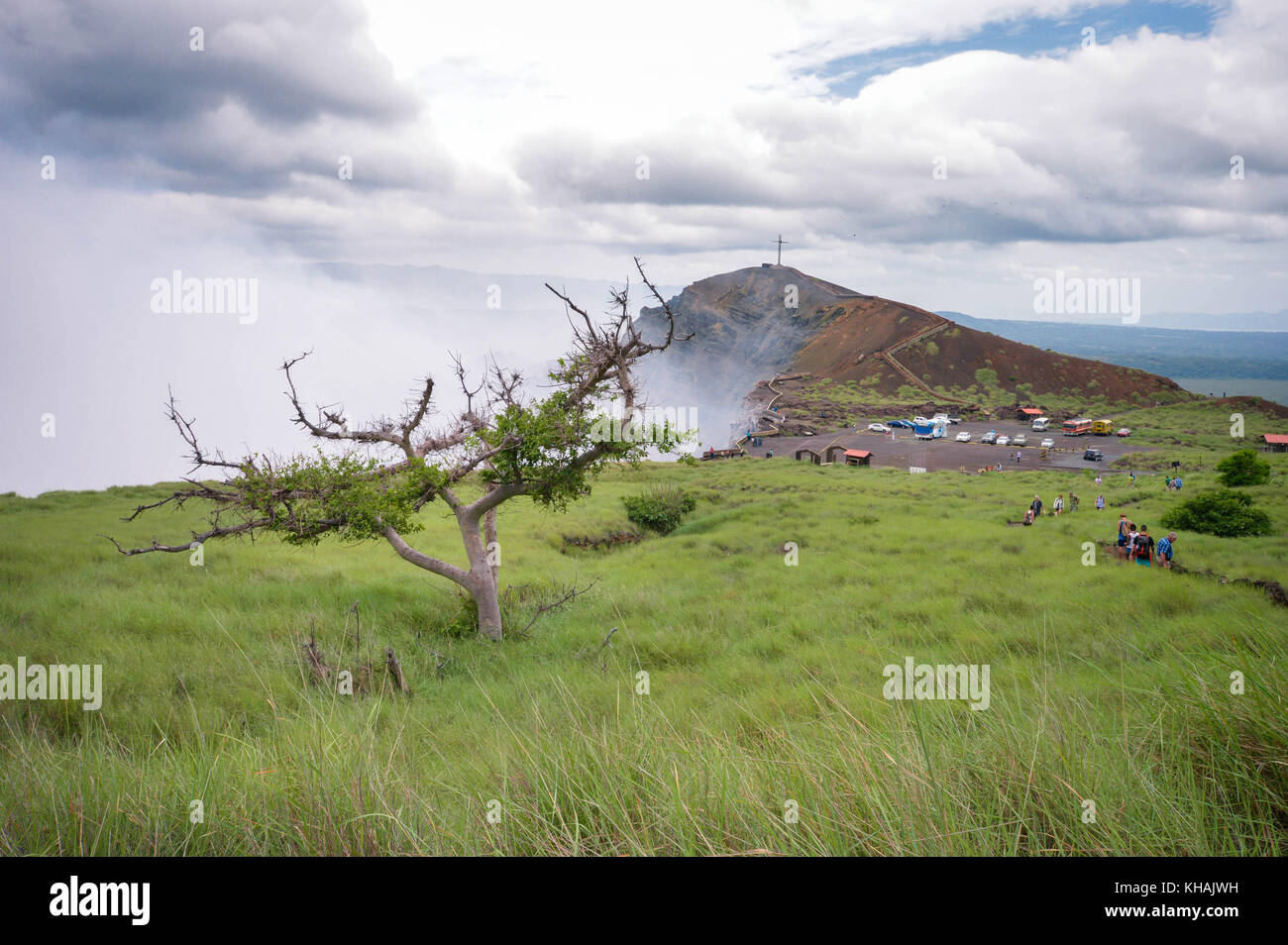 Volcanic landscape of one of the Masaya volcano fuming craters. Masaya, Nicaragua, Central America Stock Photo