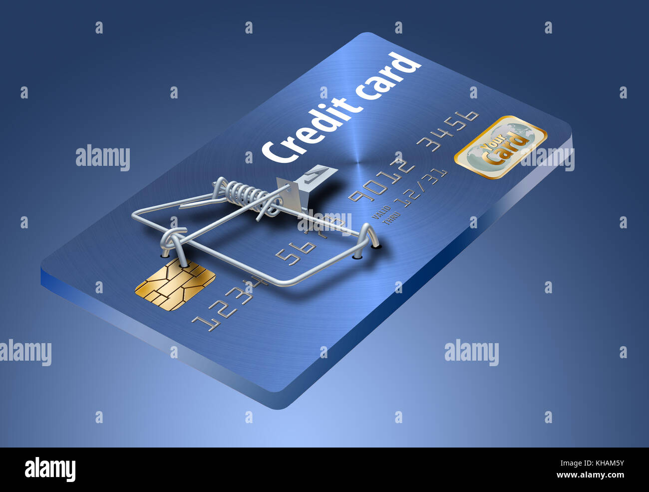 A cash rewards credit card is isolated on a white background. For every