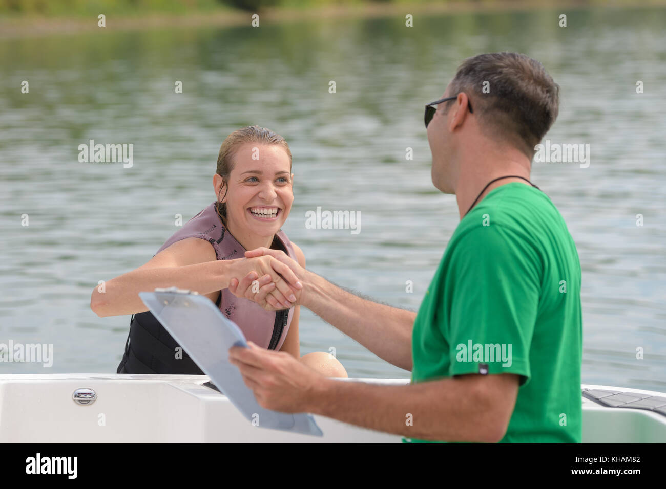 happy woman in the water Stock Photo - Alamy