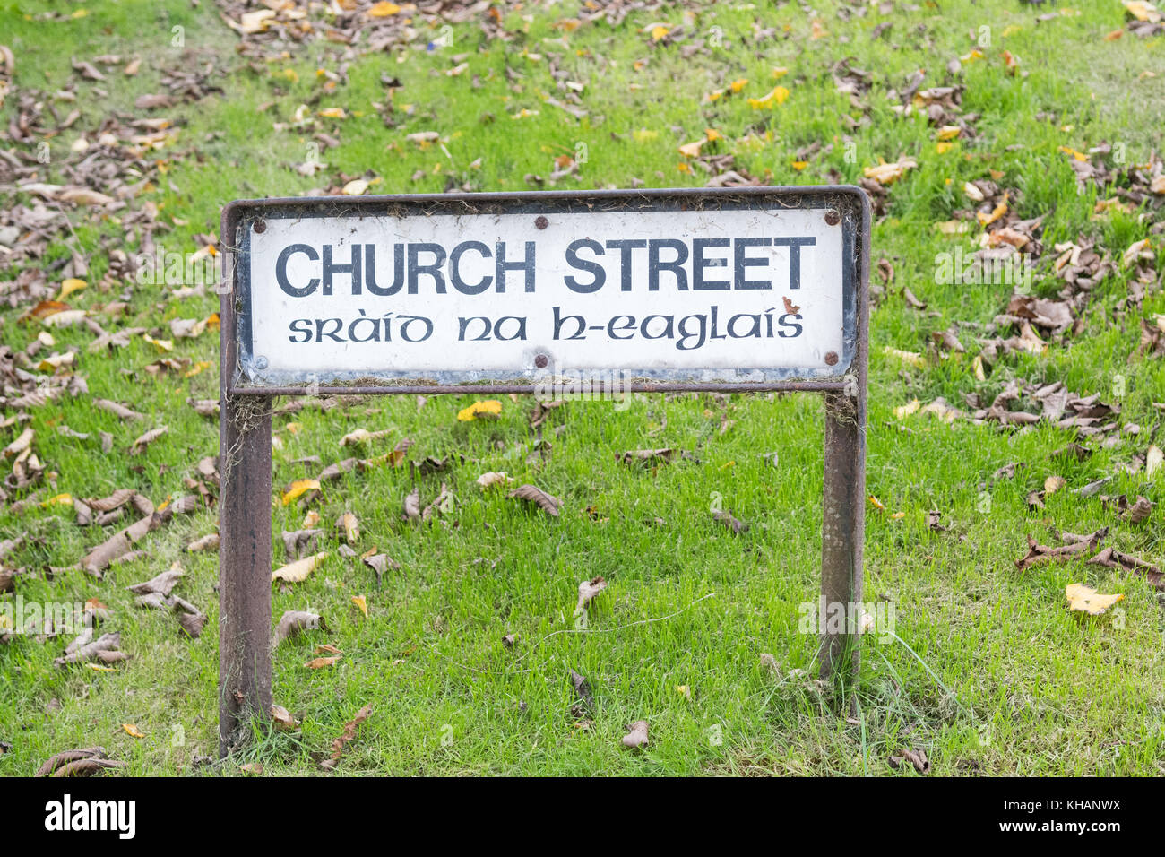 Scottish Gaelic street signs in Inverness, Highland Council, Scotland, UK Stock Photo