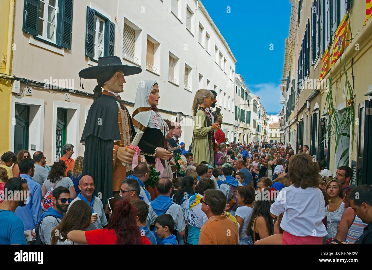 Parade of the Giants Mare de Deu de Gràcia Festival Mao Menorca Spain Stock Photo