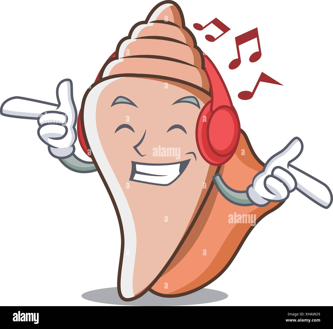 Listening music cute shell character cartoon Stock Vector Image & Art ...