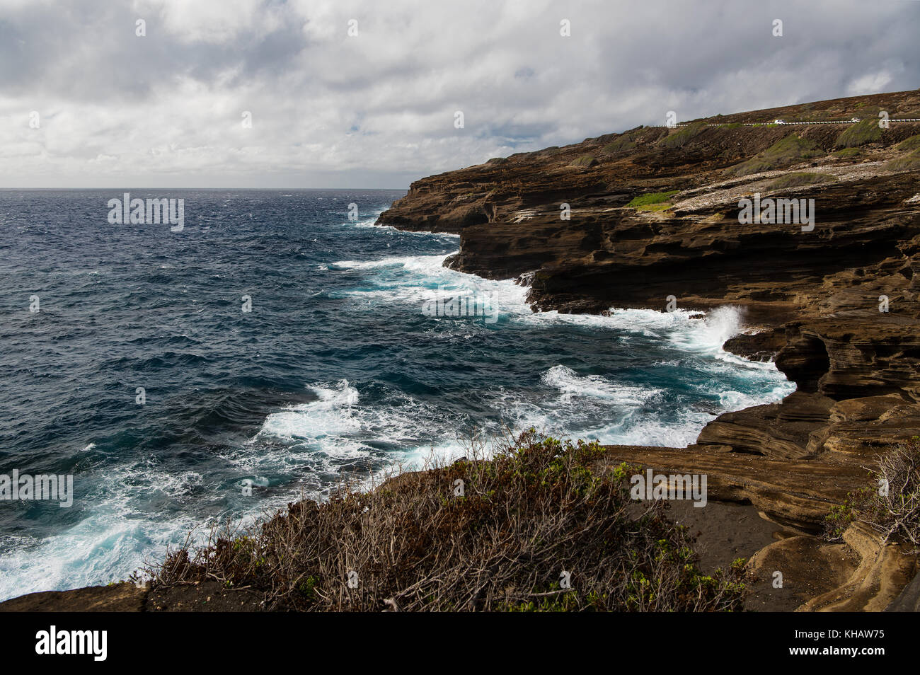 Lanai Lookout on the southeastern shore of O'ahu along Kalanianaole Highway #72 Stock Photo