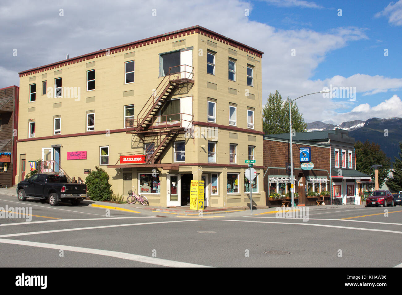 Haines, Alaska, USA July 29th, 2017 The corner of the Main St and