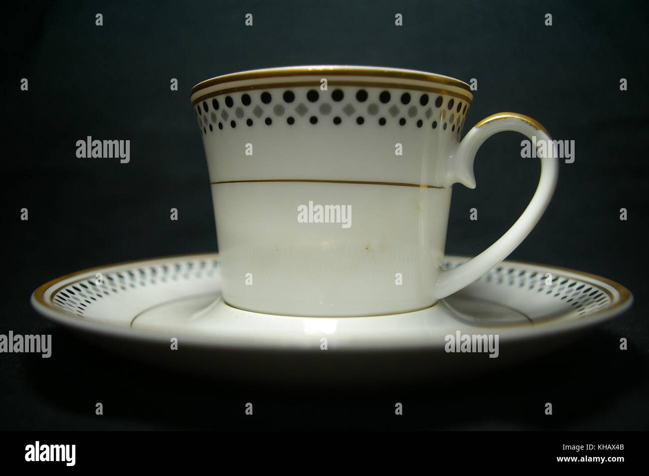 Tea cup on black backgroud Stock Photo