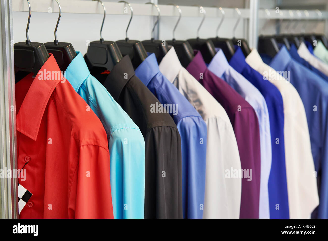 Men's shirts in the clothing store Stock Photo