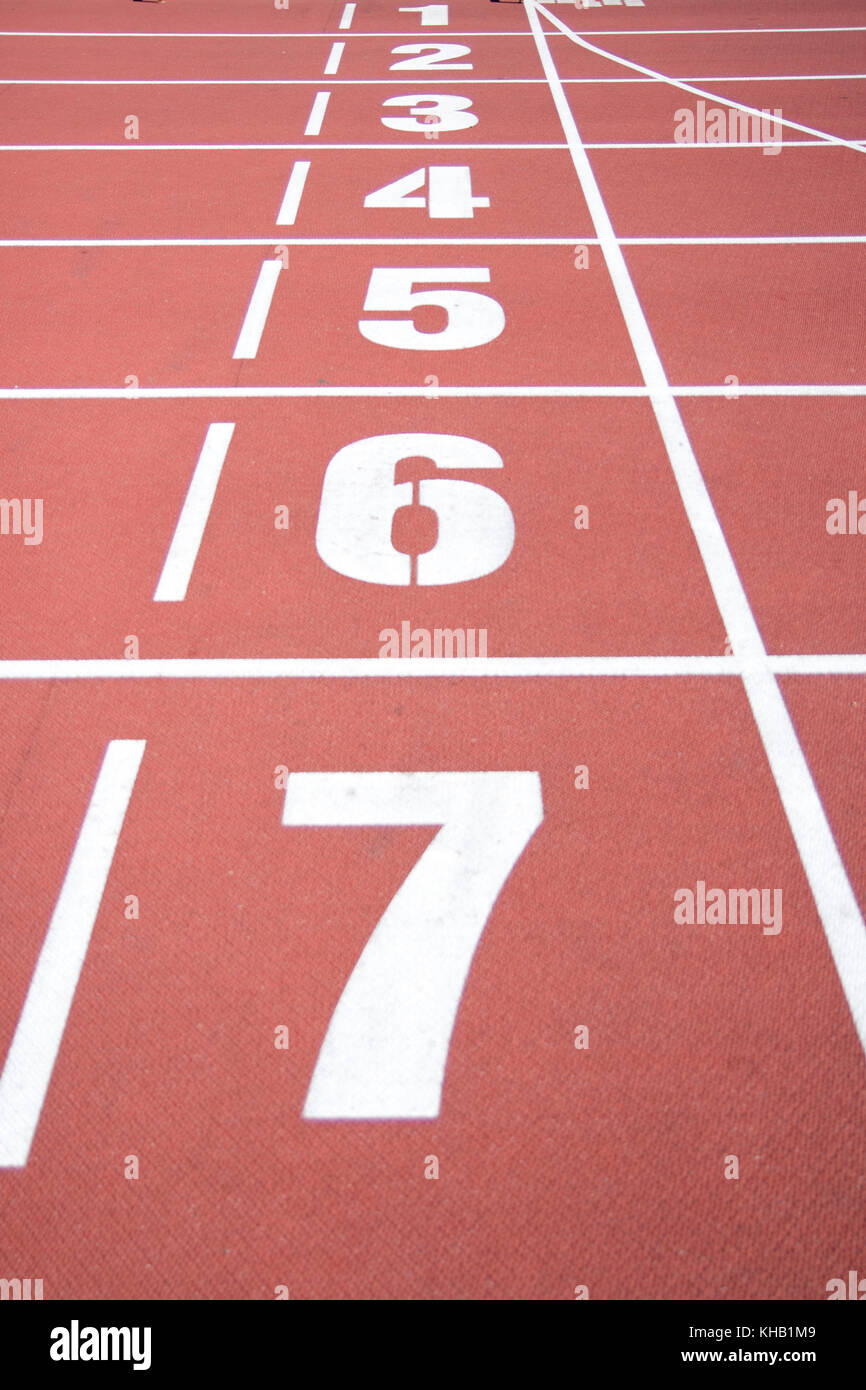 running track numbers, start Stock Photo Alamy