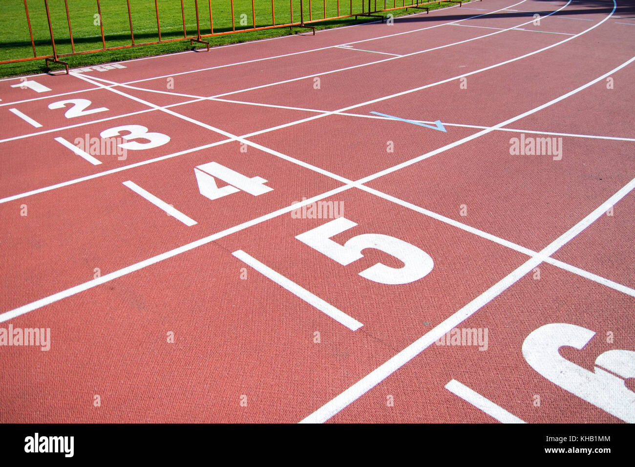 running track numbers, start Stock Photo Alamy