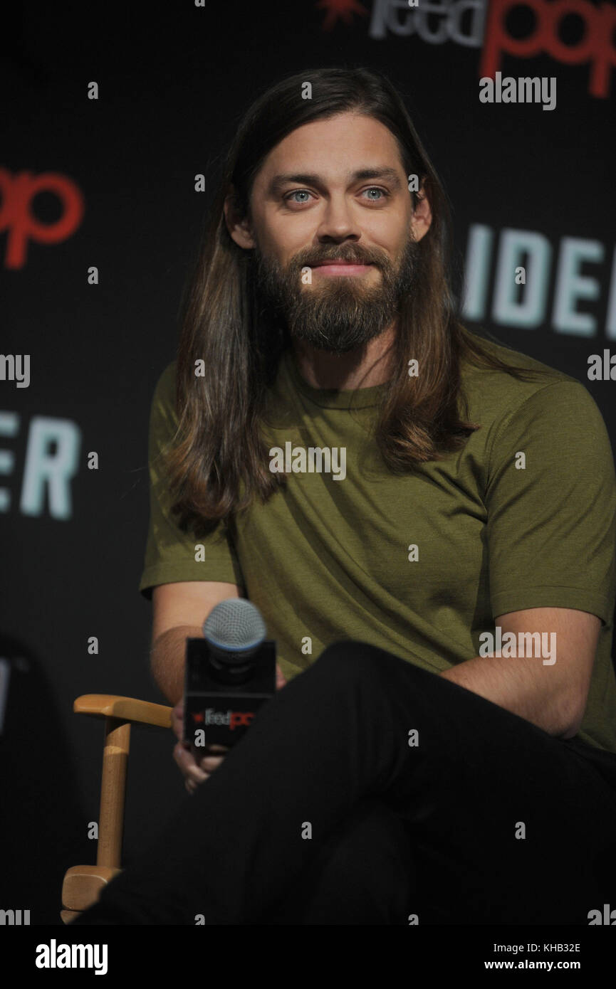 NEW YORK, NY - OCTOBER 07: Tom Payne speaks onstage during the Comic ...
