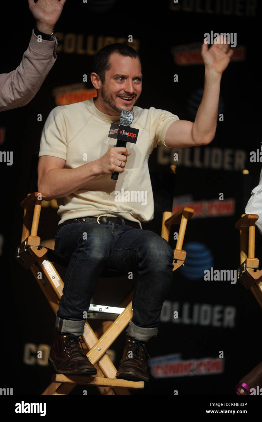 NEW YORK, NY - OCTOBER 06: Elijah Wood  attend the New York Comic Con Live Stage in partnership with FANDOM and Twitch on October 6, 2017 in New York City   People:  Elijah Wood  Transmission Ref:  MNC1 Stock Photo