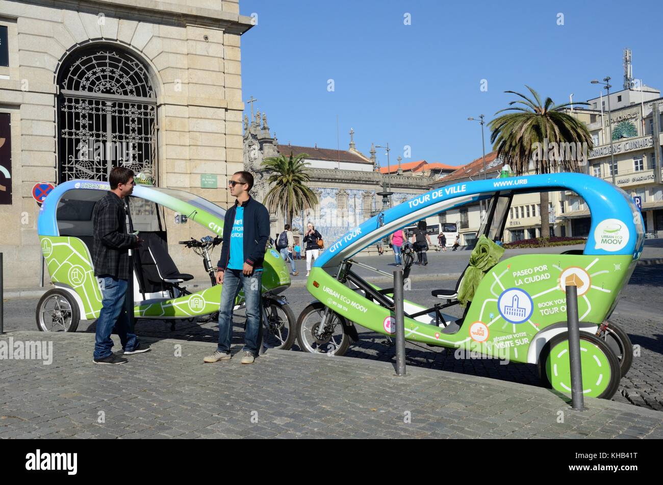 Electric tourist cars waiting for passengers Porto Portugal Stock Photo