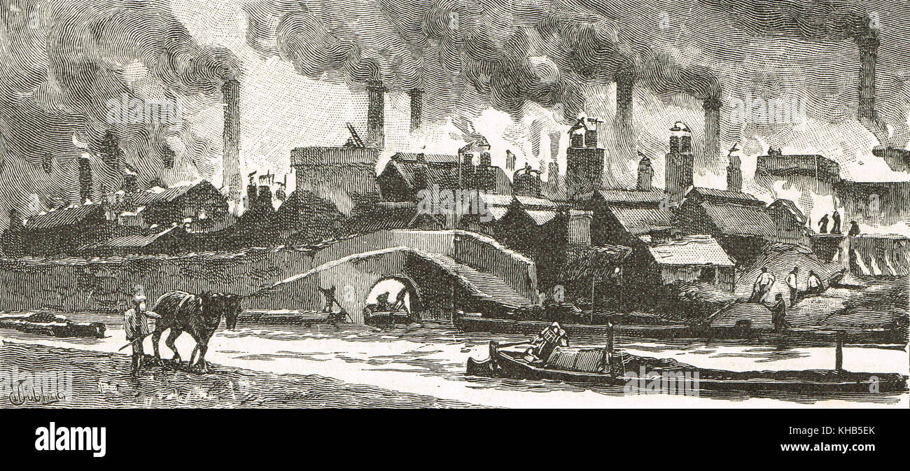 The Black Country, 19th century view of Oldbury, West Midlands, industrial revolution Stock Photo